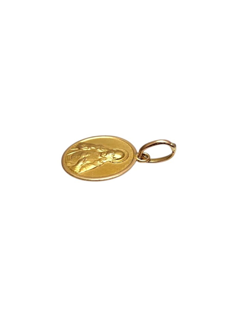 18K Yellow Gold Small Blessed Mother and Baby Jesus Pendant #25297 - Picture 3 of 6